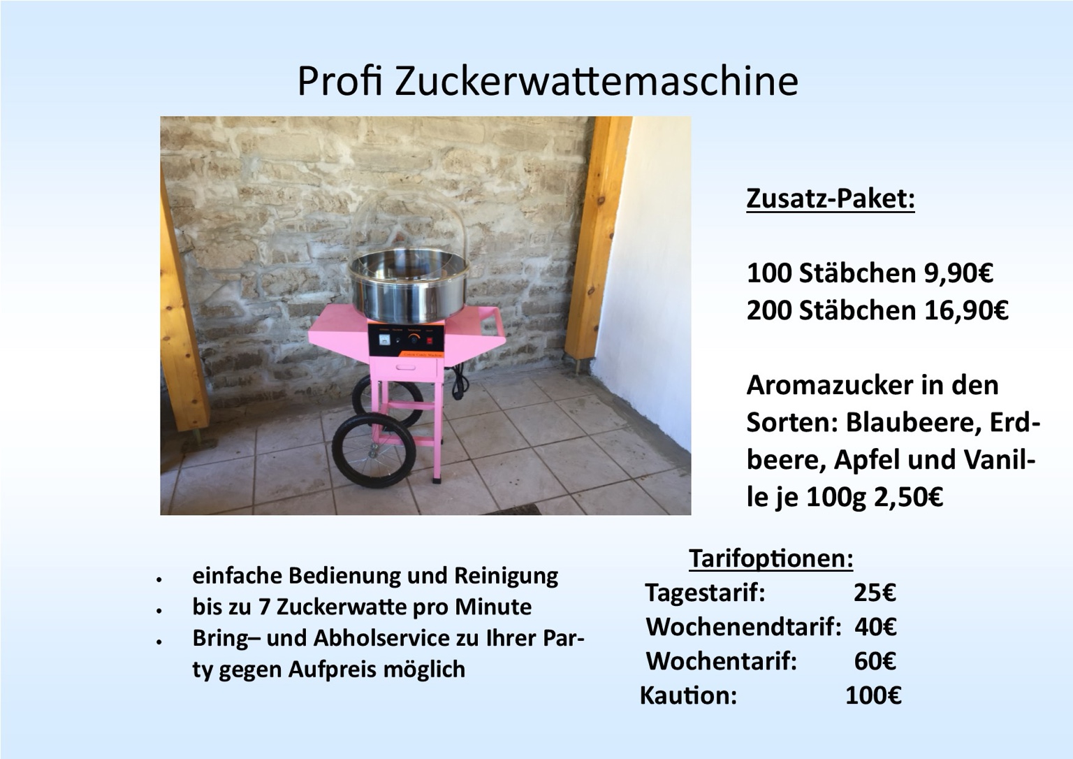 Originale rosa Profi-Zuckerwattemaschine auf Fahrgestell
